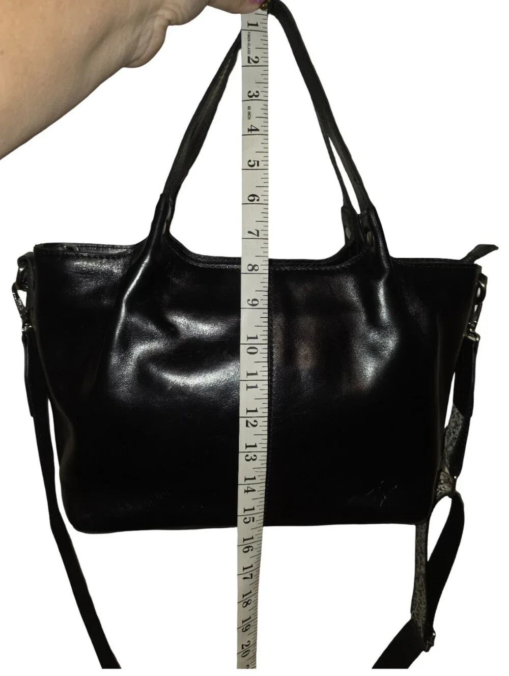 Patricia Nash Black Leather Crossbody Tote Bag Floral Detachable Strap